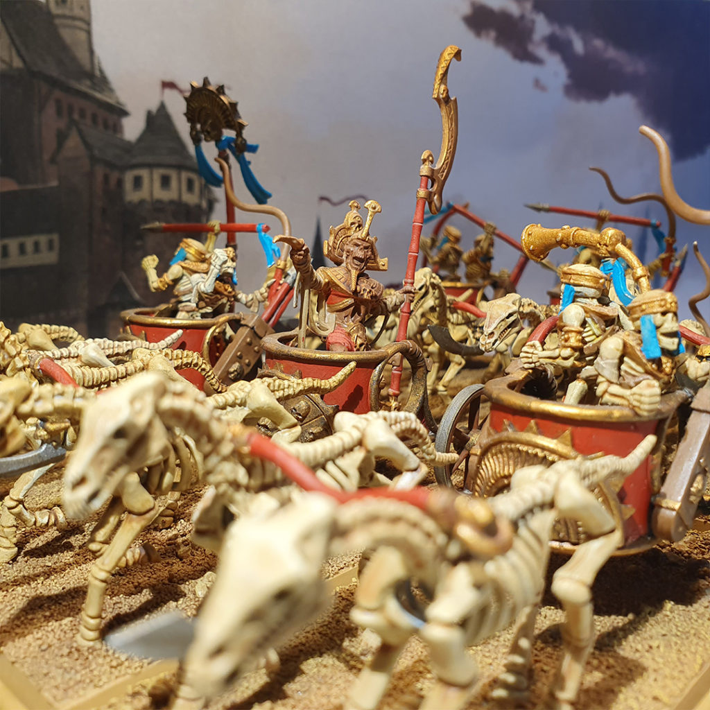 Figurines peintes de Skeleton Chariots des Tomb Kings