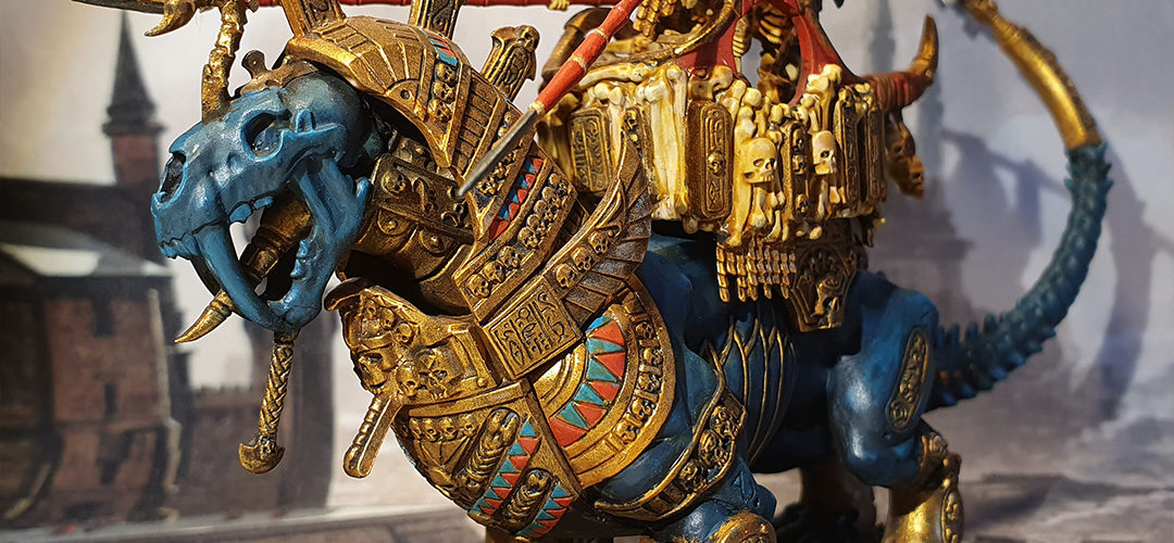 Painted model of a Tomb Kings Warsphinx