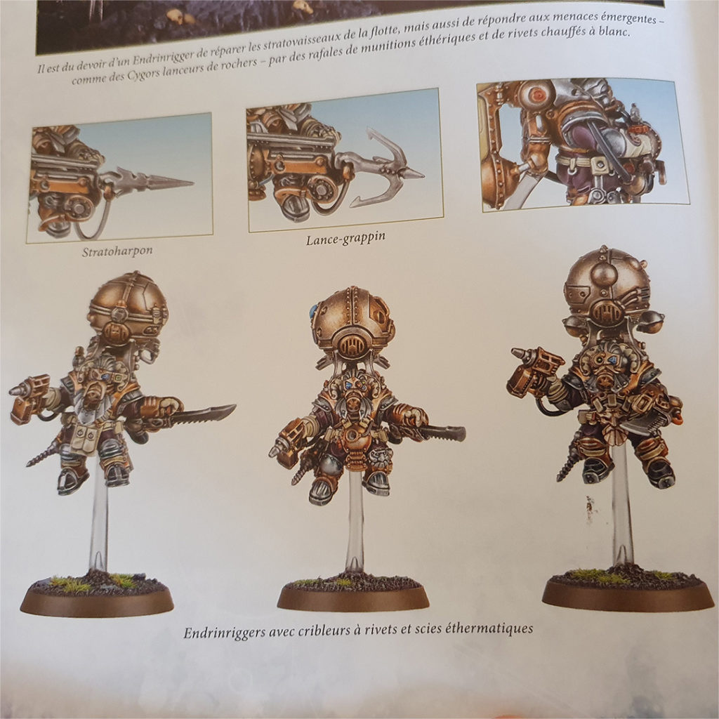 Photo of the Endrinriggers page in the Kharadron Overlords battletome